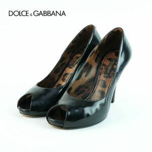 Dolce & Gabbana ドルチェ&ガッバーナ 36 23.0 パンプス イタリア製 ヒール オープントゥ エナメル 黒 ブラック/OC13