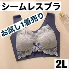 シームレスブラ　大きいサズ　ナイトブラ2L ノンワイヤーネイビー