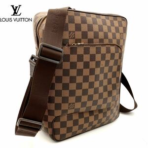 【希少・極美品】ルイヴィトン LOUIS VUITTON ダミエ オラフMM ショルダーバッグ 斜め掛け エベヌ ブラウン メンズ レザー N41441 A4 PC 