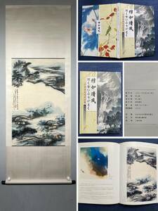  中国書画 掛軸 近現代 張大千書 「山水図」 紙本 立軸 書道 巻き物 真筆逸品 肉筆保証 唐物 時代物 古美術 LOT-006