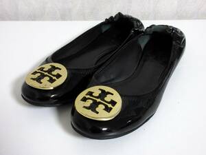 トリーバーチ TORY BURCH バレエシューズ パンプスエナメル レザー 6M 黒 ブラック 南1193