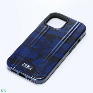 ネイビーカモ 背面型 iPhone 15 / 14 / 13 ZERO HALLIBURTON Hybrid Shockproof Case ケース カバー MagSafe対応 ストラップホルダー付属