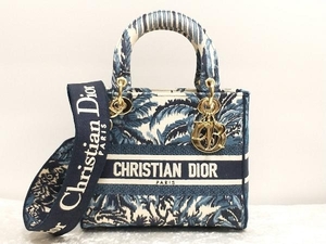 Christian Dior クリスチャンディオール LADY Ｄ−LITE レディDライト 2WAYバッグ ハンドバッグ ショルダーバッグ ブルー 店舗受取可
