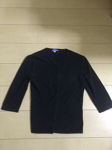 本物BURBERRY BLUE LABEL バーバリーブルーレーベル 七分袖ニッカーディガン M ネイビー *