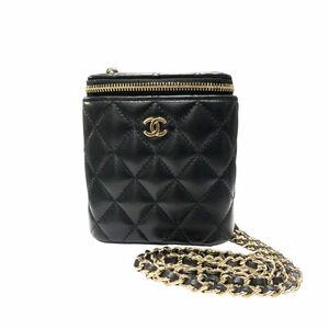 【中古】 CHANEL シャネル AP1466 ミニバニティ チェーンショルダー ココマークポシェット ラムスキン ブラック 24005378 HO