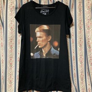 ヒステリックグラマー× デヴィッド・ボウイ 1975フォトプリントロング半袖Tシャツ チュニックワンピース ロックT バンドT Bowie HYSTERICS