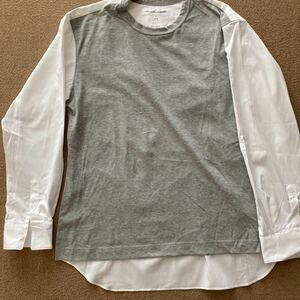 COMME des GARCONS コムデギャルソン S28108 シャツ SHIRT Cotton Poplin Plain Jersey Shirt シャツ切替 カットソー グレー　S