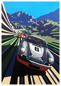 ポスター「Carrera takes Targa」★ポルシェ911カレラRSR/タルガフローリオ/マルティーニ