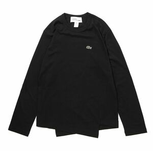 全国完売 23FW コムデギャルソンシャツ × ラコステ 長袖Tシャツ 黒 M COMME desGARCONS SHIRT × LACOSTE 青山 ルイスレザー 捻じれ