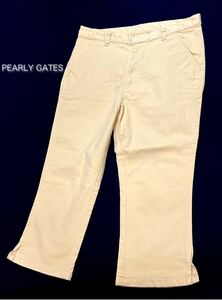 PEARLY GATES★パーリーゲイツ★（0）薄地コットン ストレッチ アンクル パンツ クロップドパンツ/イエローベージュ系