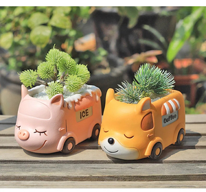 #1429# 【corgi&coffee】 フードトラックシリーズ かわいい プランター 植木鉢 多肉植物 ポットオーナメントホルダー ミニコンテナ