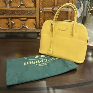 【送料無料】HIGH‐CLASS ハイクラス by CLAUDIO BUDEL ハンドバック トートバック 2Way レザー 鞄 イエロー●BB04N077