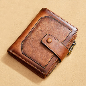 新入荷 お色選択可短い財布 二つ折り財布 本革 レザー 財布 RFID盗難防止多機能大容量本革 二つ折り 小銭入れ カードケース プレゼント男性