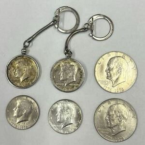 アメリカ 銀貨硬貨　　1ドル 記念硬貨　2枚　1776年〜1976年　ハーフダラー　1964年　2枚　1969年1枚　1776年〜1976年1枚　合計６枚