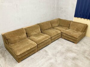 【送料落札後加算】TRUCK FURNITURE(トラック・ファニチャー) コーナーソファー コーデュロイ 5脚 USD品 8216mjxYK