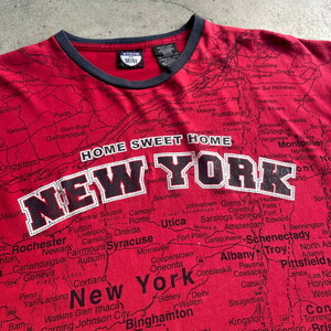 90年代～00年代 ニューヨーク州 NEW YORK マップ 地図 オールプリント Tシャツ メンズXL