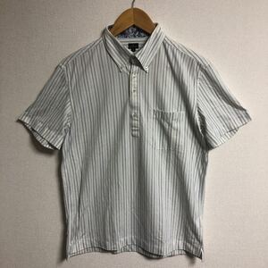 【定番】ps paulsmith 半袖ストライプ　ポロシャツ　　Lサイズ　ブルー系メンズ　花柄