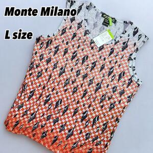 【タグ付き未着用品】Monte Milano グレー地にオレンジアクセント 貝柄タンクトップ ベスト　サイズL