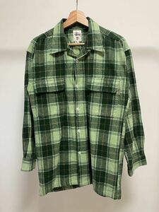 激レア 90年代 白タグold stussy ombre check shirt オールドステューシー クラウン ヴィンテージ ネルシャツ オンブレ