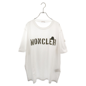 MONCLER モンクレール ロゴワッペン 刺繍半袖クルーネックTシャツ ホワイト I10918C00029 8390T