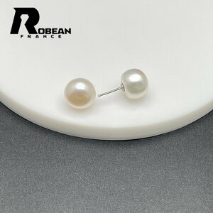 綺麗 EU製 定価5万円★ROBEAN・淡水真珠・ピアス★天然パール パワーストーン s925 アコヤ真珠 本真珠 オシャレ 11.4-11.6mm 1001G1460