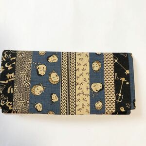 長財布 財布 札入 時代小紋シリーズ おかめひょっとこ柄 日本製 和柄 青系 A