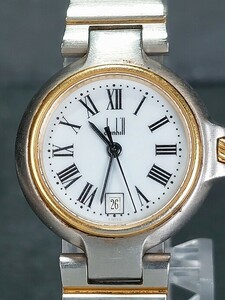 Dunhill ダンヒル ミレニアム アナログ クォーツ 腕時計 ホワイト文字盤 スモールサイズ デイトカレンダー メタルベルト 新品電池交換済み