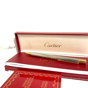 Cartier カルティエ ボールペン ツイスト式 マスト ドゥ 筆記用具　シルバー　ゴールド　箱付き