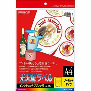 コクヨ インクジェット用 ラベルシール 光沢 ノーカット 10枚 KJ-G2110