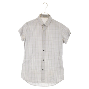 Dior HOMME ディオールオム 09SS ラウンドカラー半袖チェックシャツ グレー 9E4152590988