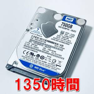 【HDD 750GB】WD Blue 2.5インチ 9.5ｍｍ ハードディスク 使用時間1350時間　[7706750HD109]