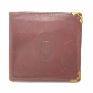 1円～ カルティエ Cartier 財布 二つ折り マストライン レザー ボルドー系 W18-8139