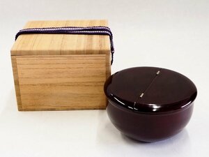 ★☆　茶道具　【　老松茶入　溜塗　桐箱入　】漆芸　抹茶　茶器　茶入　棗　平棗　☆★