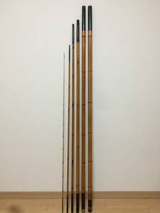 和竿　竹竿　無名　蒔絵　蝶　6本継　759cm　670.5ｇ　仕舞寸法153cm　手元径29㎜　鮎　鯉　他　　　KJ2　　　鮎759