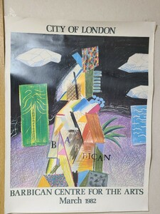 希少　！　デイヴィッド・ホックニー David Hockney ポスター　BARBICAN CENTRE FOR THE ARTS March 1982　『　 Cubistic Bar　』　当時物