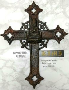 Rare Kakure Kirishitan cross bronze length 24.9cm Christian Art 隠れキリシタン クルス 銅製 全長24.9cm キリスト教 クロス 十字架仏像