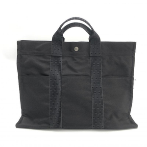 【中古】HERMES エールラインMM キャンバス トートバッグ グレー エルメス[240010426178]