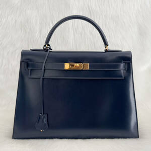 HERMES エルメス　ケリー32　ボックスカーフ　○J刻印