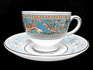 3QV売切！税無し☆ウェッジウッド★フロレンティーン ターコイズ★カップ＆ソーサー★リー★WEDGWOOD★黒壺印★洋食器★現品限り★0211-7