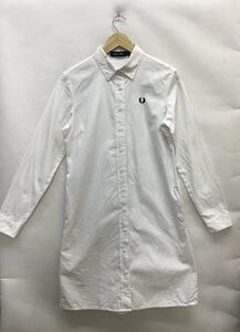 20231108【FRED PERRY】フレッドペリー シャツワンピース ボタンダウン ロングシャツ シャツ 長袖 10 ホワイト D4158