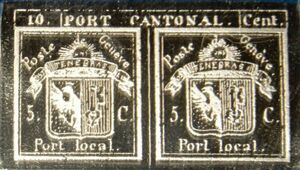 3 スイス ダブルジュネーブ 10サンチーム 切手 日本郵趣 協会 純銀製 希少な切手 シリーズ 1843年 天保14年 メダル コイン プレート