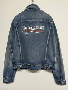 【早い者勝ち】BALENCIAGA バレンシアガ デニムジャケット デニム ブルゾン ジャケット インディゴ ロゴ 50 美品