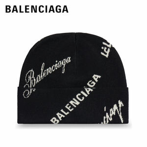 BALENCIAGAバレンシアガ　ロゴマニア オールオーバー ビーニーニット帽