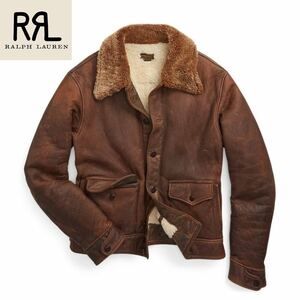 新品 23AW RRL 限定コレクション シアリング ジャケット S レザー ムートン ダブルアールエル DOUBLE RL ラルフローレン パープル