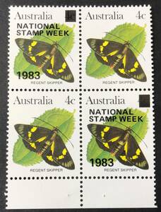 オーストラリア 1983年発行 蝶 加刷 切手 未使用 NH