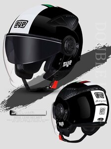 TZX643★バイクヘルメットジェットジェットヘルメット サイズ55-60CMメンズ レディース ハーフヘルメット ダブルシールド艶有り黒