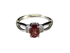 トルマリンリング天然石925銀指輪赤色系約16号強リラクゼーションU0536RZaプライム
