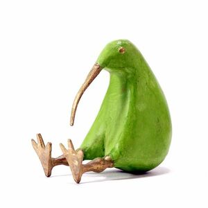 ●キウイ かわいい 木彫り 置物 スモールサイズ カーキ 木製 インテリア オブジェ キーウィ Kiwi 鳥 バード おしゃれ 雑貨 tkan-g211