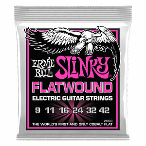 ERNIE BALL アーニーボール 2593 Flatwound Super Slinky 09-42（3弦プレーン） フラットワウンド エレキギター弦スーパースリンキー