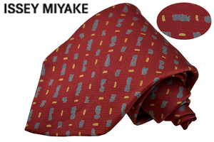 N-2651★送料無料★超美品★im イッセイミヤケ ISSEI MIYAKE★日本製 レッド赤色 パターン柄 シルクネクタイ